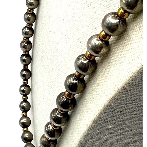 Vintage Silver & Gold Tone Beaded Necklace - Picture 2 of 7